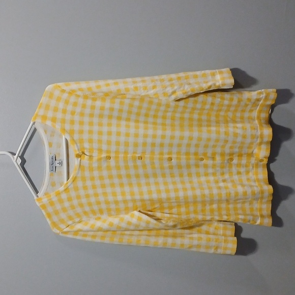 Kim Rogers Sweaters - Gingham Cottagecore Prairie Butter Button Down Cardigan Cotton Womens Medium